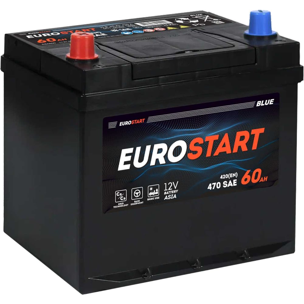 Изображение товара Аккумулятор EUROSTART Blue Asia 60Ah L+ EB601JSU для автомобилей надежный источник энергии