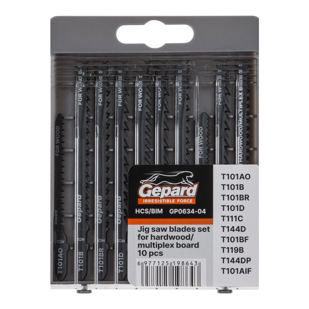 Изображение товара Набор пилок лобзика Gepard по дереву и ламинату 10 шт GP0634-04