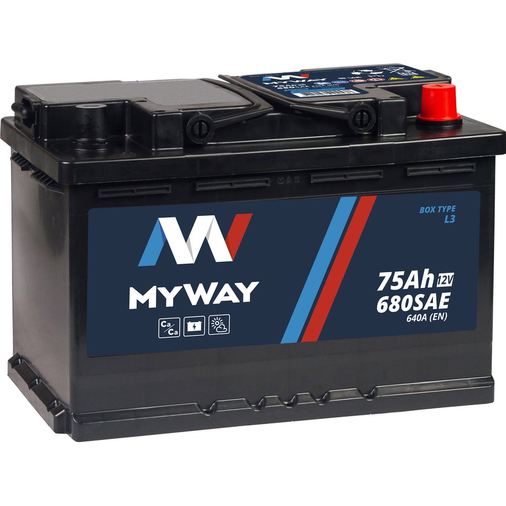 Изображение товара Аккумулятор MYWAY 75 Аh R+ MW750SU для автомобилей и спецтехники