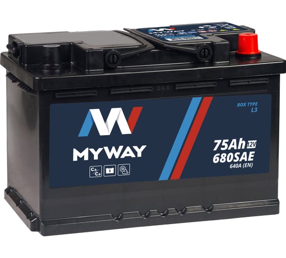Изображение товара Аккумулятор MYWAY 75 Аh R+ MW750SU