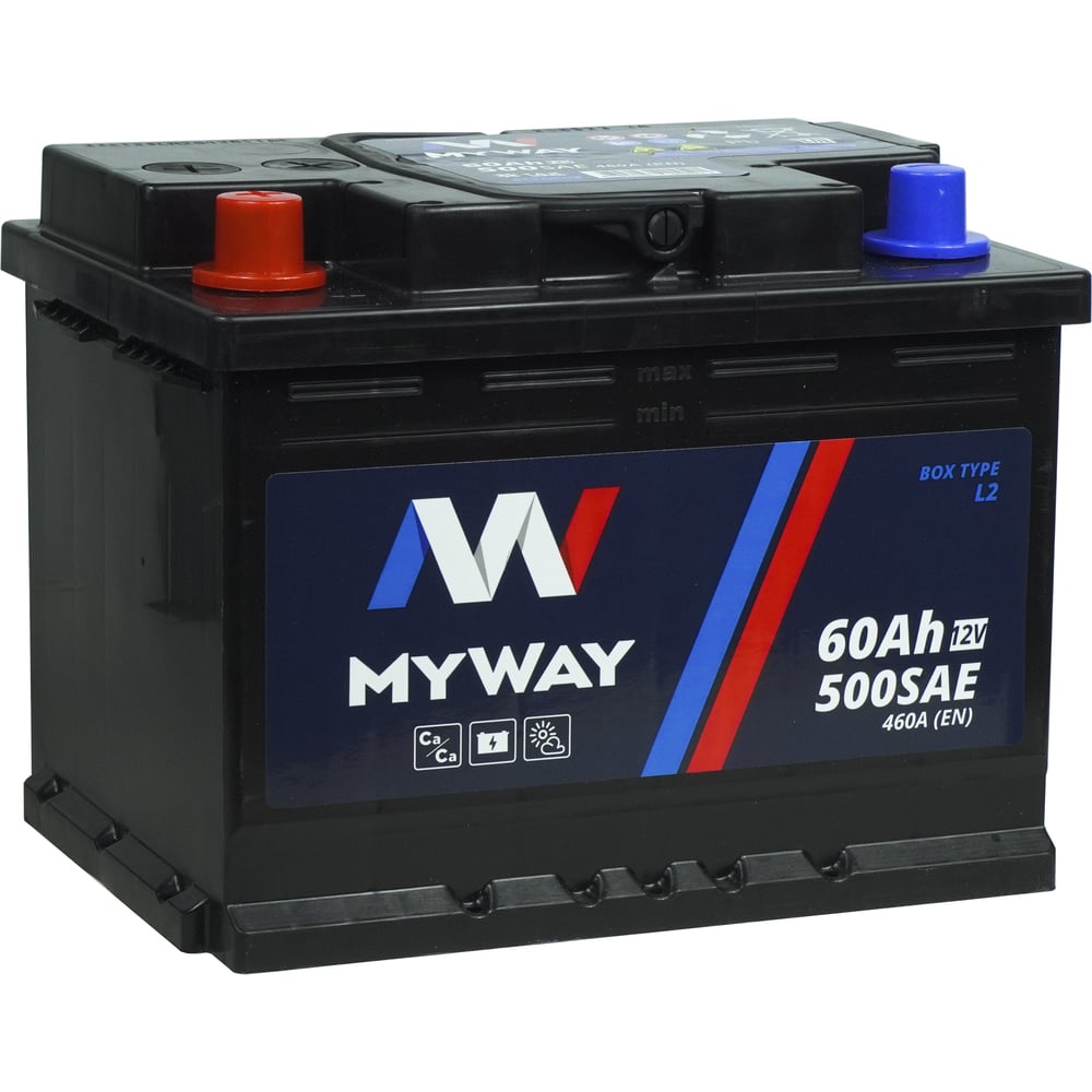 Изображение товара Аккумулятор MYWAY 60 Ач MW601SU кальциевый необслуживаемый для автомобиля и техники