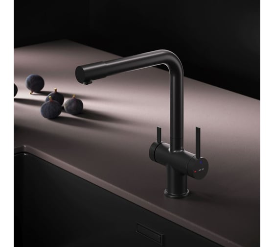 Изображение товара Смеситель для кухни AM.PM Func с L-изливом, с каналом для питьевой воды, черный F8F05722