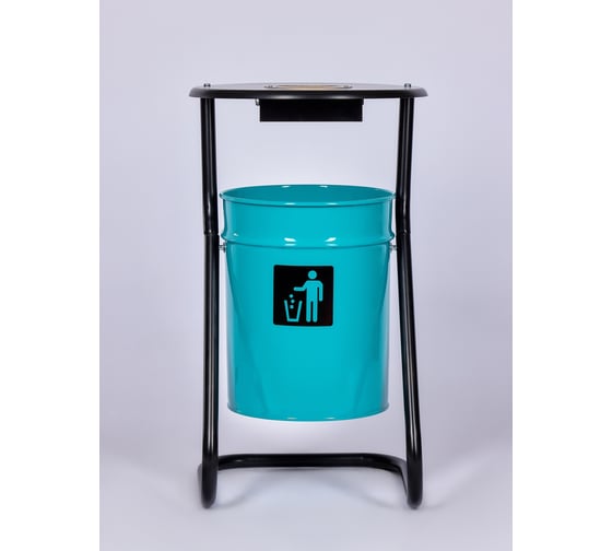 Изображение товара Металлическая уличная урна ПРОФМЕТСТИЛЬ бирюзовая, с пепельницей 604