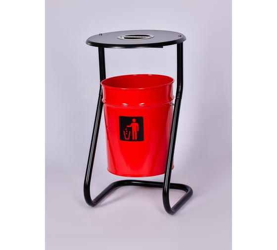 Изображение товара Металлическая уличная урна ПРОФМЕТСТИЛЬ красная, с пепельницей 608