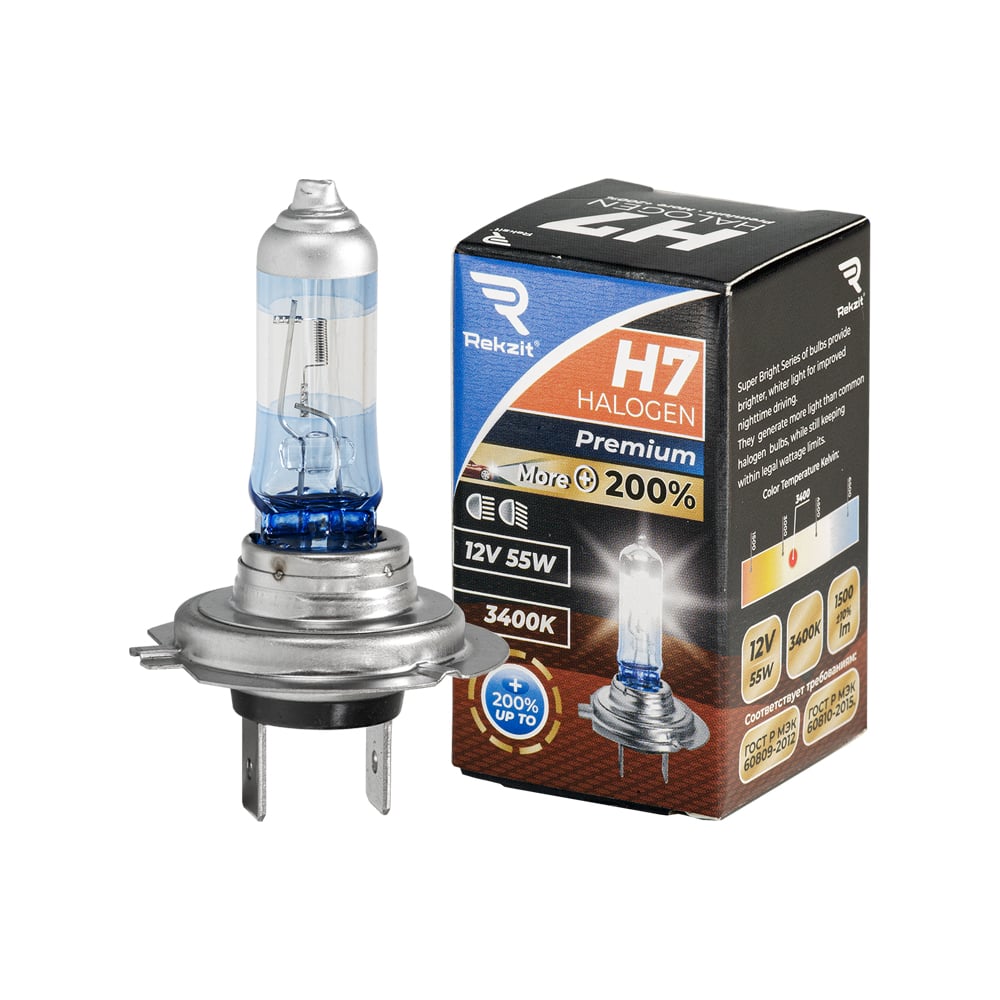 Изображение товара Лампа галогенная Rekzit H7 12V55W Premium для автомобильных фар