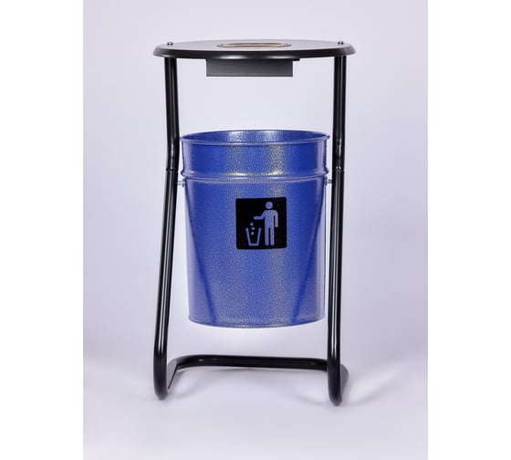 Изображение товара Металлическая уличная урна ПРОФМЕТСТИЛЬ синий металлик, с пепельницей 606