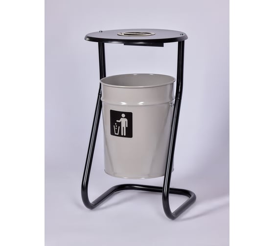 Изображение товара Металлическая уличная урна ПРОФМЕТСТИЛЬ серая, с пепельницей 603