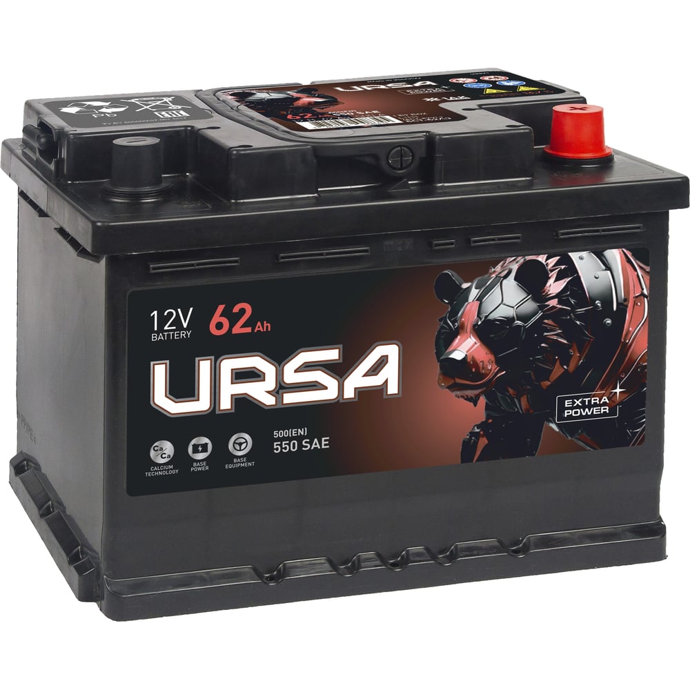 Изображение товара Аккумулятор URSA Extra power 62Ah R+ UE620 кальциевый 12V 62 А*ч