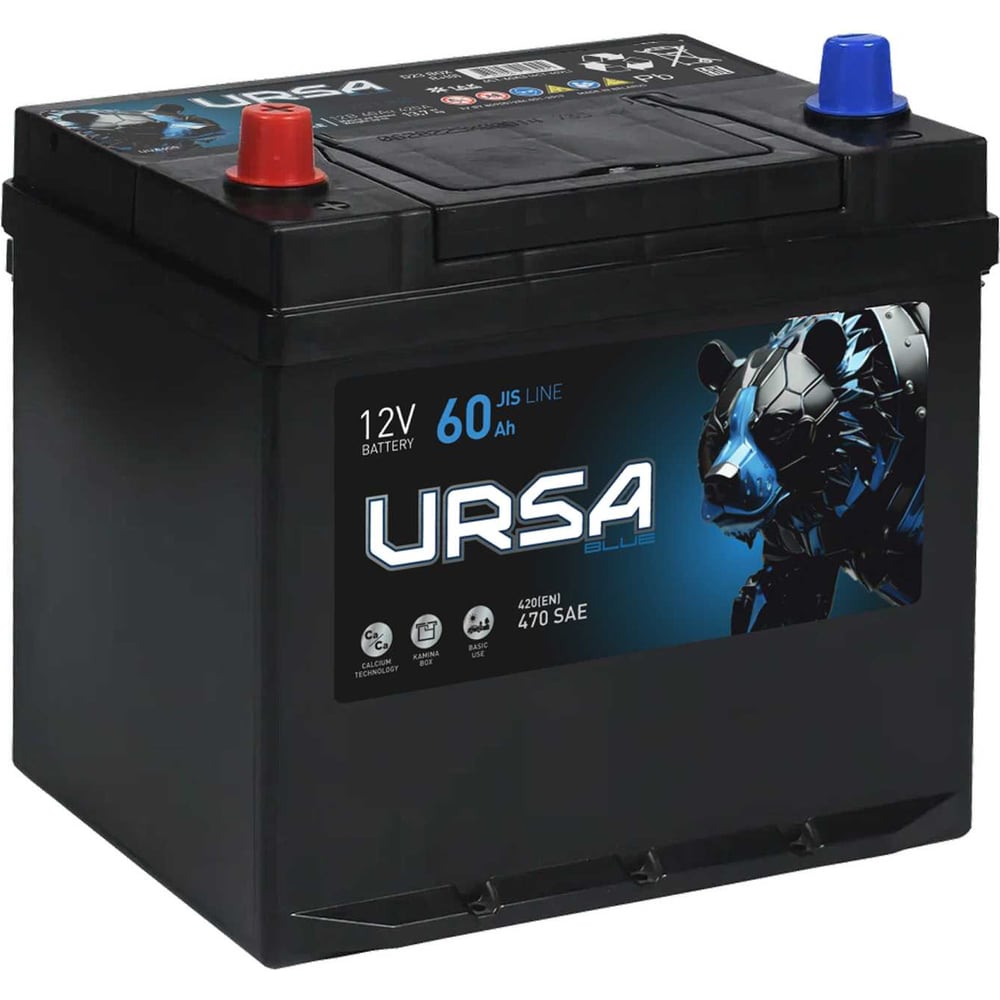 Изображение товара Аккумулятор URSA Blue Asia 60Ah L+ UU601JSU низкий уровень обслуживания