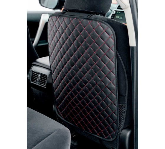 Изображение товара Защита спинки сиденья из стеганой экокожи Zipower 60x45 см, черная/красная PM6235