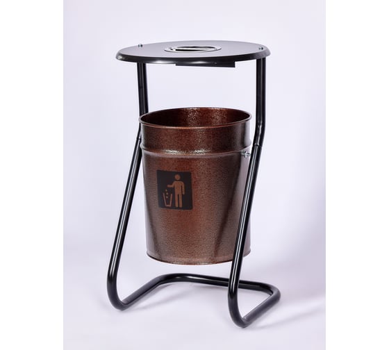 Изображение товара Металлическая уличная урна ПРОФМЕТСТИЛЬ коричневая, с пепельницей 602