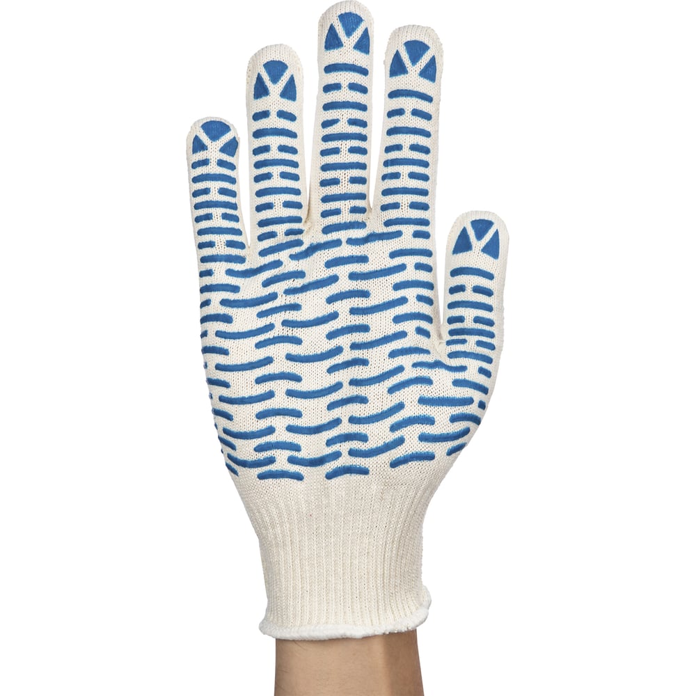 Изображение товара Вязаные защитные перчатки из хб с ПВХ волной 200 пар