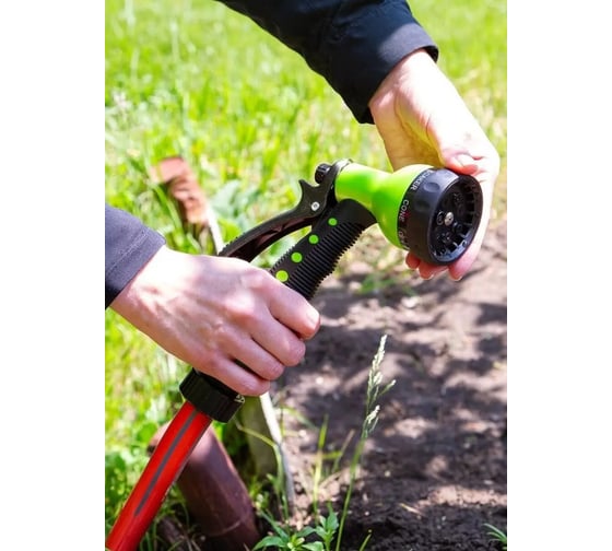 Изображение товара Набор для полива Grandy 4 предмета: пистолет 7 режимов, фитинг для шланга 3/4, штуцер для крана 1/2-3/4, наружная резьба J 402639