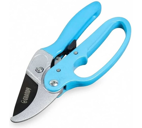 Изображение товара Секатор Grandy 200 мм, 30 мм, прямого реза, с храповым механизмом, рукоять металл, резина 360485