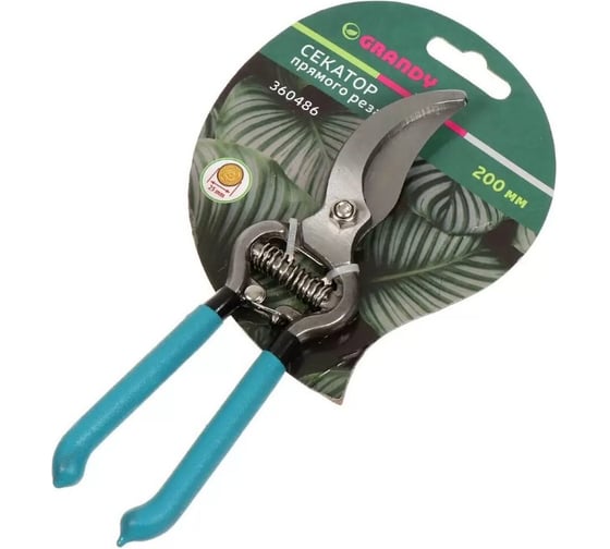 Изображение товара Секатор Grandy 200 мм, диаметр реза 25 мм, прямого реза, рукоять резина 360486
