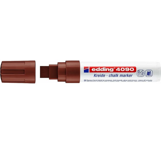 Изображение товара Смываемый меловой маркер Edding клиновидный наконечник, 4-15 мм, коричневый E-4090#7