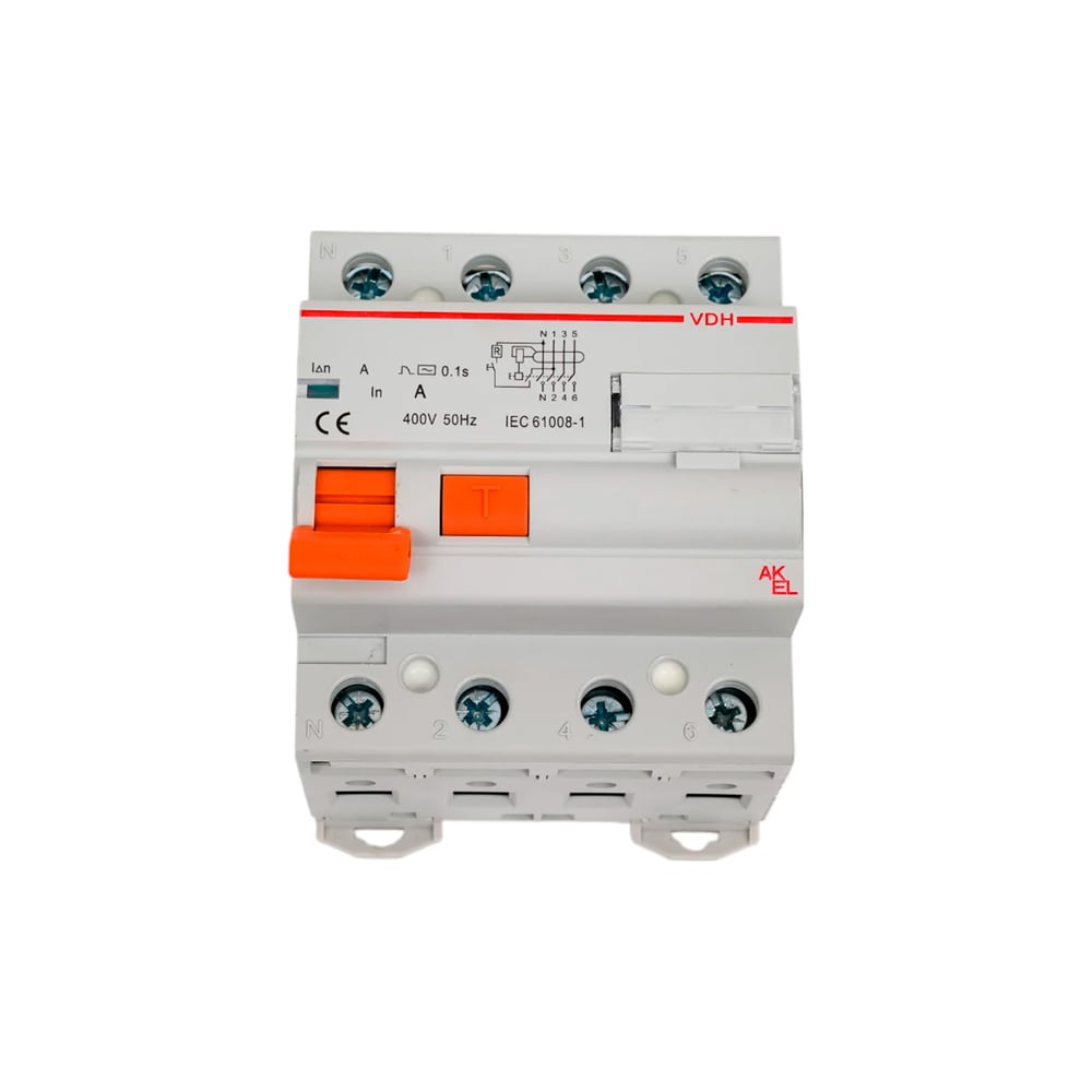 Изображение товара Устройство защитного отключения AKEL УЗО-VDH-4P-40A-300mA Тип AC 4P 40A 300mA