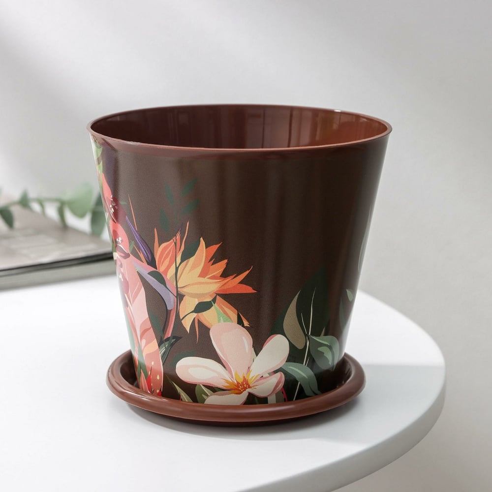 Изображение товара Горшок для цветов Доляна Тропический лес 0.8 л, коричневый 7306158