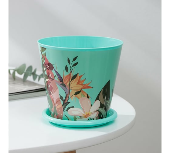 Изображение товара Горшок для цветов Доляна Тропический лес 0.8 л, зелёный 7306156