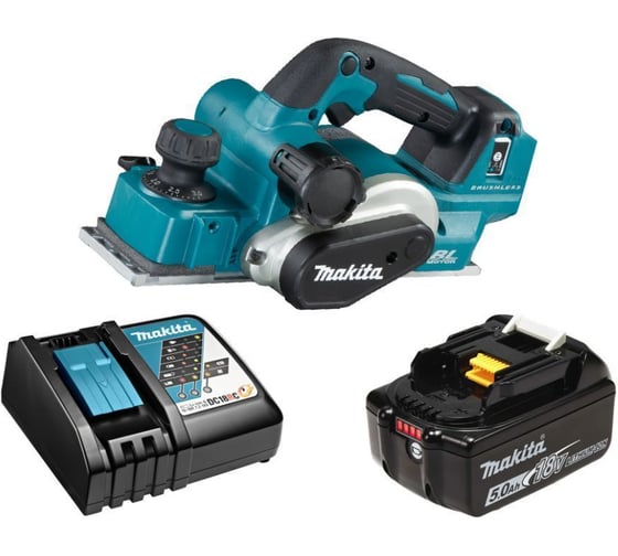 Изображение товара Аккумуляторный рубанок Makita 18 В, 12000 об/мин, 82 мм, с АКБ 5 Ач и ЗУ DKP181RT