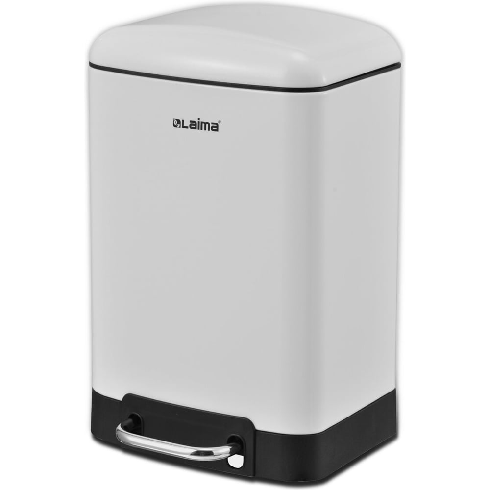 Изображение товара Мусорное ведро с педалью LAIMA ULTRA 6л белое матовое металл