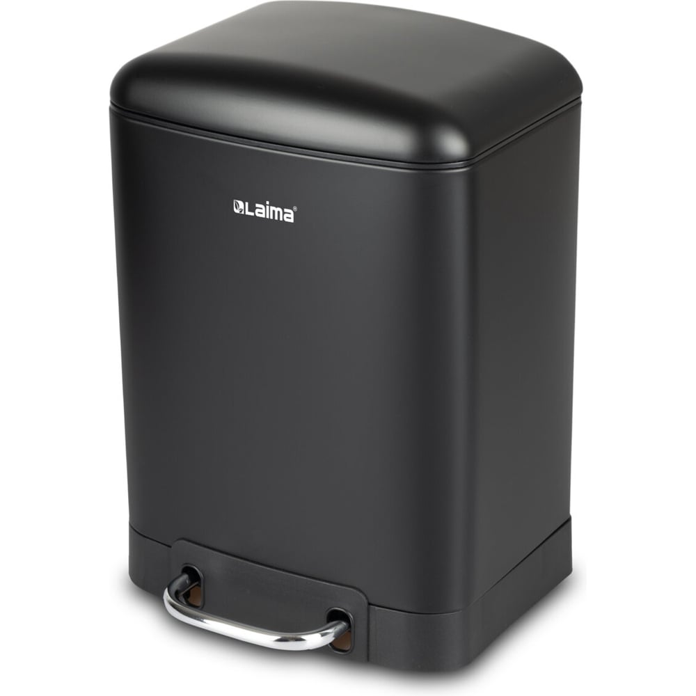 Изображение товара Ведро мусорное с педалью LAIMA ULTRA 12л крышка с доводчиком черное металл