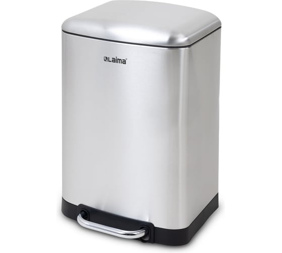 Изображение товара Ведро мусорное с педалью LAIMA ULTRA 12л, крышка с доводчиком, стальное, без отпечатков 701568