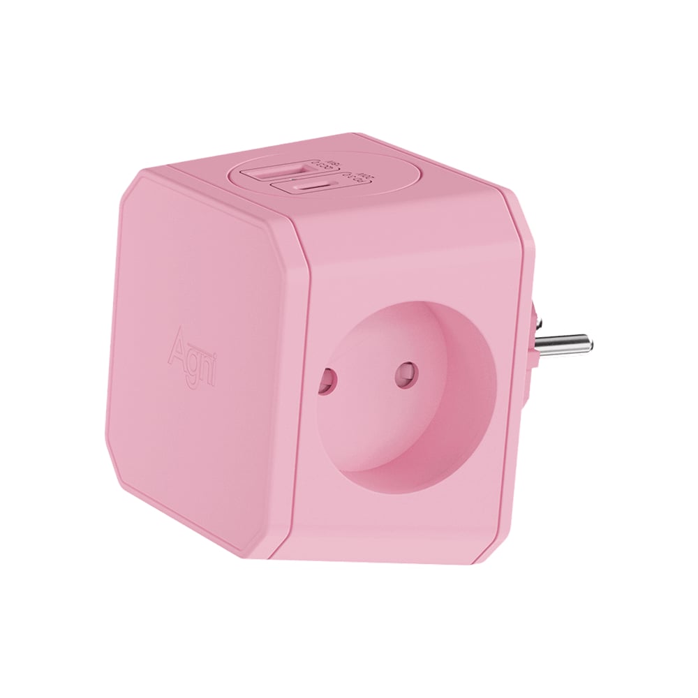 Изображение товара Разветвитель AGNI на 3 розетки с USB и Type-C ночник розовый 4000 Вт