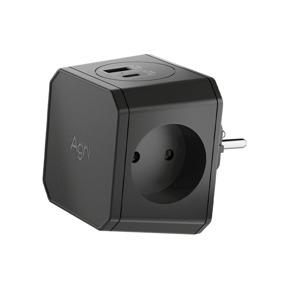 Изображение товара Разветвитель AGNI на 3 розетки с USB и Type-C 18/20 Вт черный