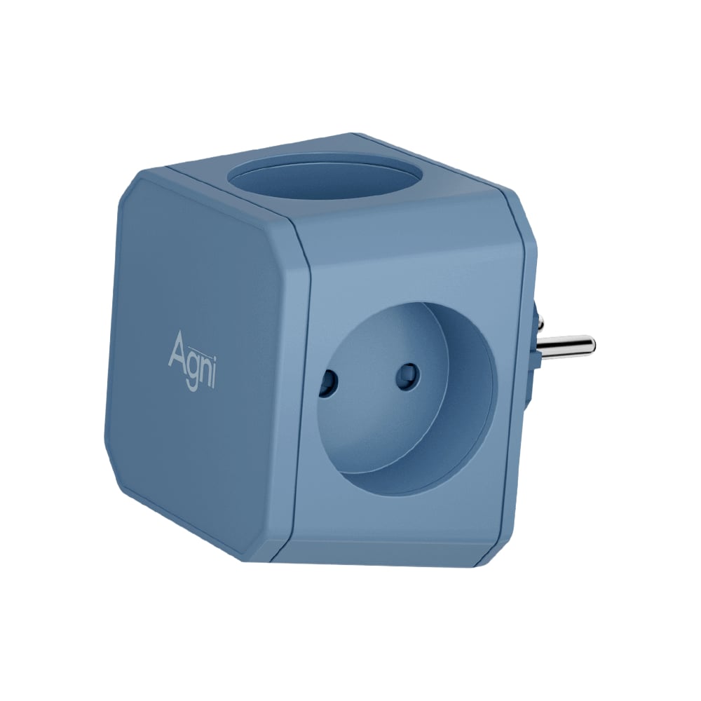 Изображение товара Разветвитель AGNI на 4 розетки синий для дома и офиса