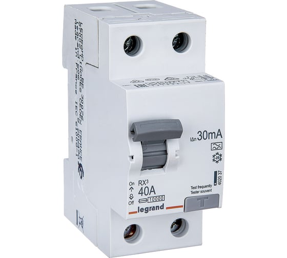 Изображение товара Автоматический выключатель дмифференциального тока Legrand RX3 ВДТ 30мА 40А 2П A 402037