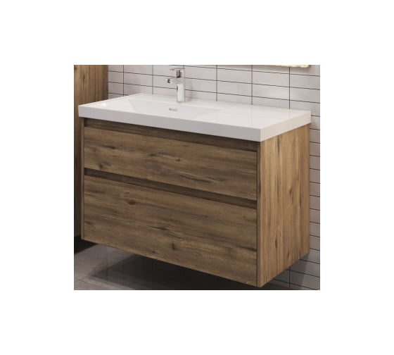 Изображение товара Тумба Aquanet Nova Lite 2.0 100 L 2 ящика, цвет дуб рустикальный (346320) 00346320