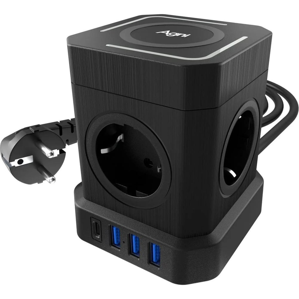 Изображение товара Сетевой фильтр AGNI башня 5 розеток USB Type-C 3м черный TP-VE4U5E-C-W-3m-black