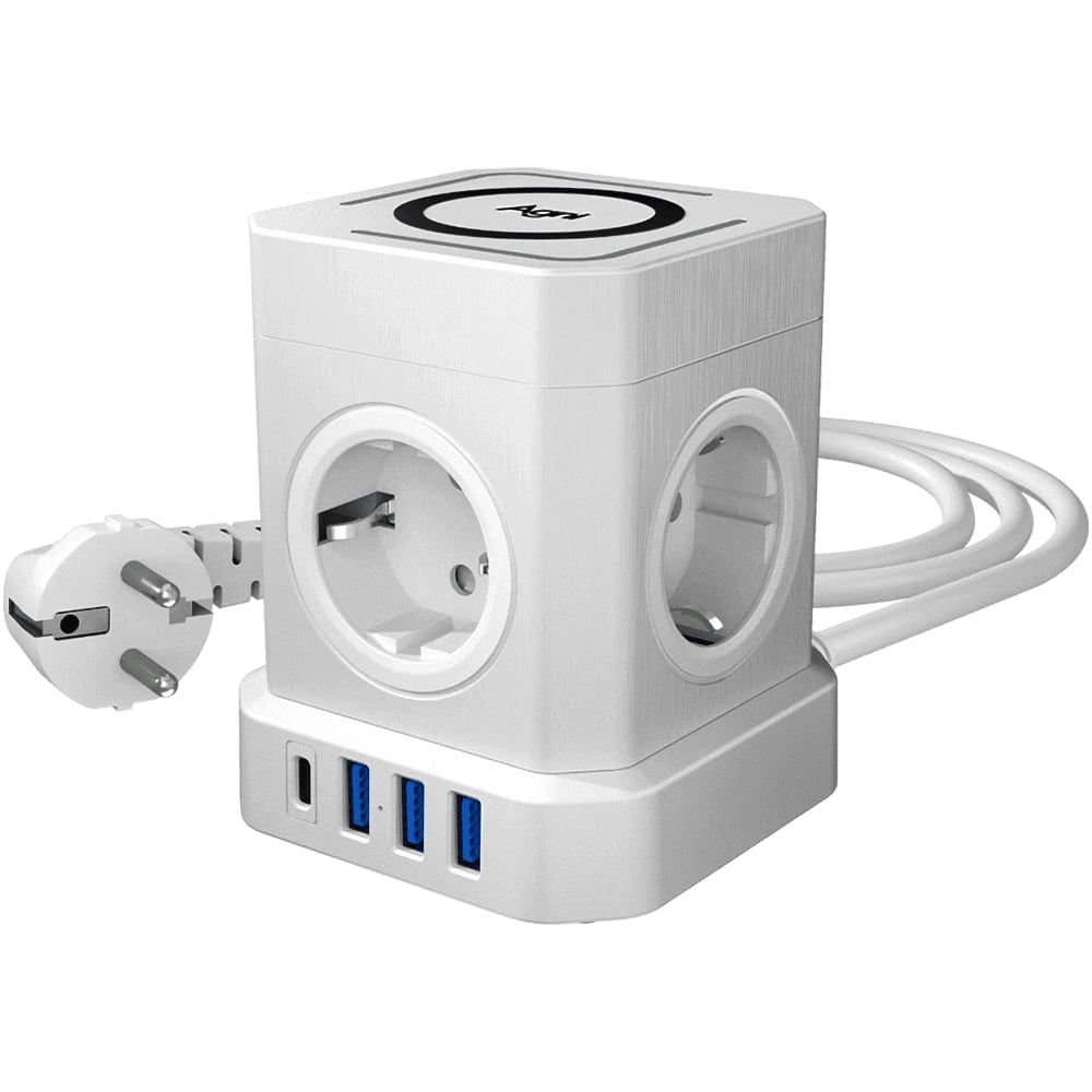 Изображение товара Сетевой фильтр AGNI башня 5 розеток USB Type-C 3м белый