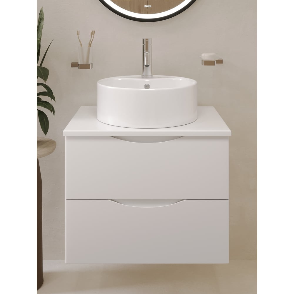 Изображение товара Подвесная тумба с раковиной Cube T55605-S03410, белая, современный стиль