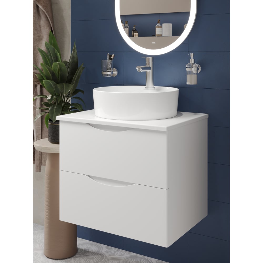 Изображение товара Подвесная тумба с раковиной BOND Cube T55605-S03430 белая эмаль