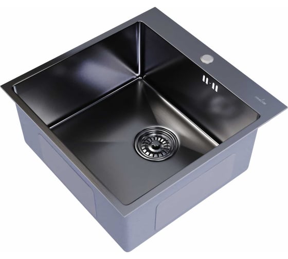 Изображение товара Настольная мойка MIXLINE PRO 50x50, 3 мм, выпуск 3 1/2, 20 см, с сифоном, черный графит 547230