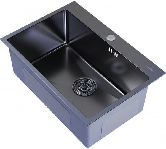 Изображение товара Настольная мойка MIXLINE PRO 65x45, 3 мм, выпуск 3 1/2, 22 см, с сифоном, черный графит 547238