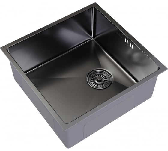 Изображение товара Подстольная мойка MIXLINE PRO 50x50, 3 мм, выпуск 3 1/2, 20 см, с сифоном, черный графит 547228