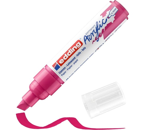 Изображение товара Акриловый маркер Edding, широкий, клиновидный наконечник, 5-10 мм, фуксия E-5000#909