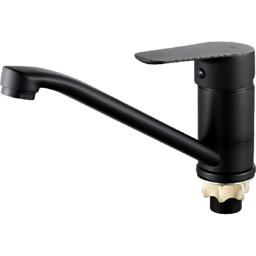 Изображение товара Однорычажный смеситель для кухни ALOUTE черный, монтаж на гайку, 220 мм излив