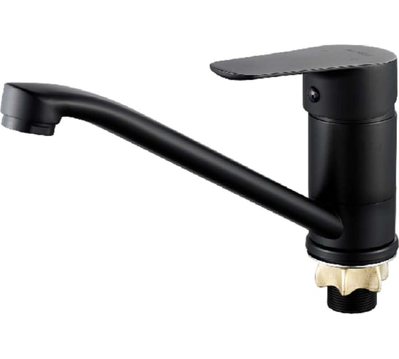 Изображение товара Смеситель для кухни ALOUTE однорычажный, монтаж на одно отверстие, черный на большой гайке, гибкая подводка 1/2 A0803H