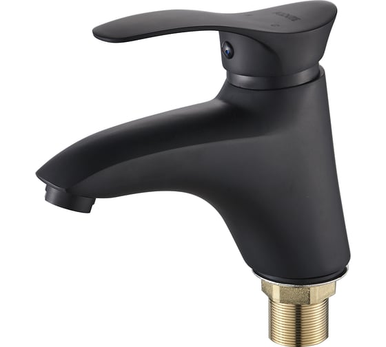 Изображение товара Смеситель для умывальника ALOUTE тюльпан с коротким изливом, черный матовый, крепление на гайке A0101H