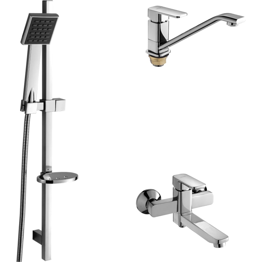 Изображение товара Душевой комплект 3 в 1 Rainsberg с хромированным покрытием и регулировкой