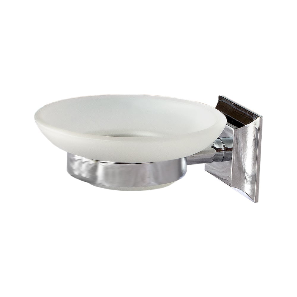 Изображение товара Мыльница D-Lin D220130 настенная из латуни и стекла белая хромированная