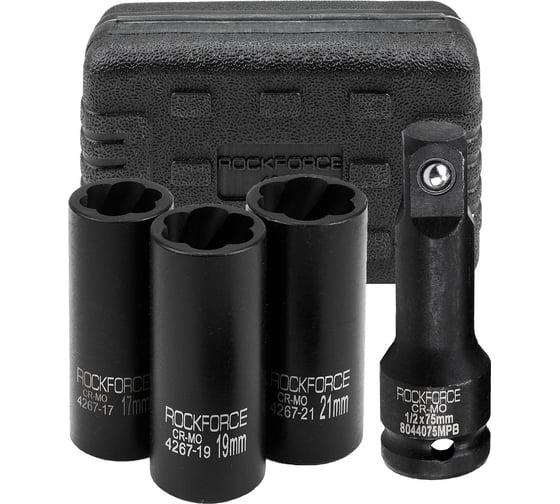 Изображение товара Головки ударные двухсторонние Rockforce набор 4 предмета, 1/2 (6гр.) RF-4267(65912)
