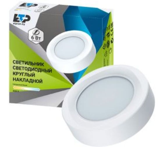 Изображение товара Светодиодная панель накладная ЕТР 6W 4000K круг 35667
