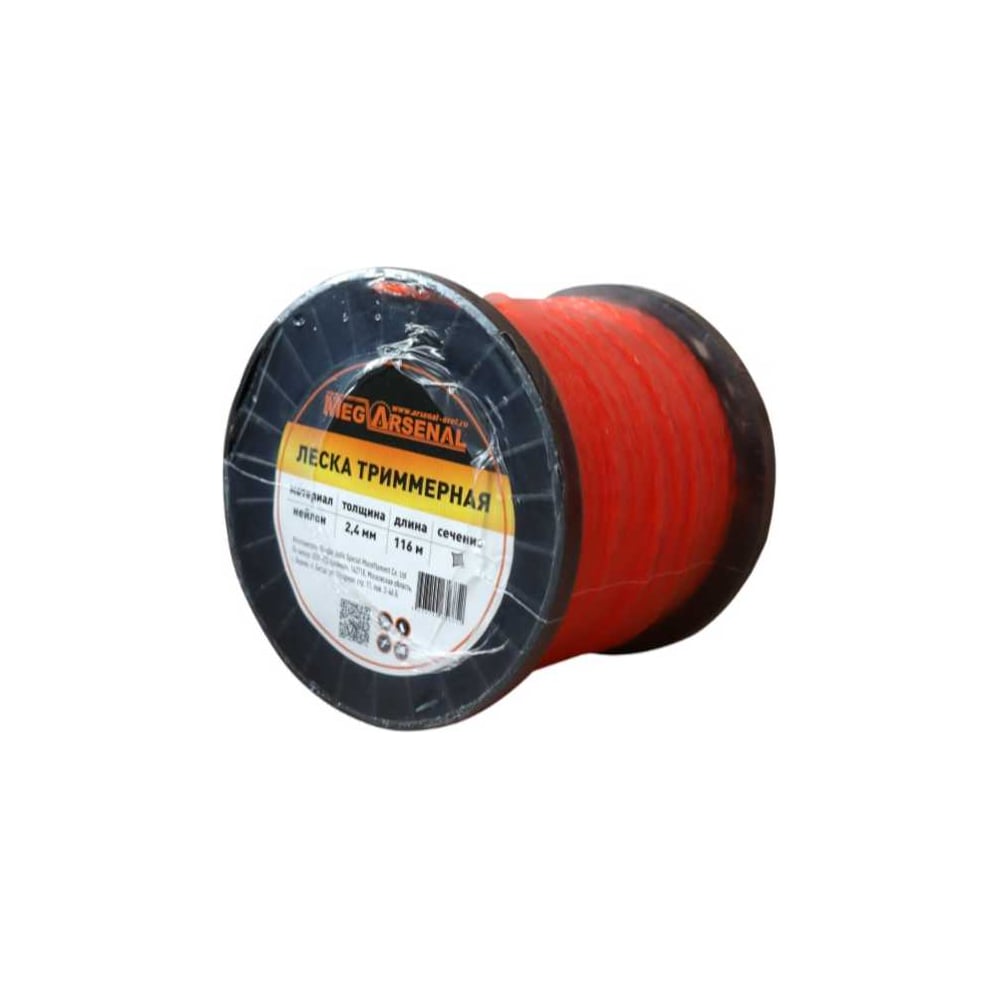 Изображение товара Леска триммерная MegArsenal скрученный квадрат 2.4 мм 116 м катушка