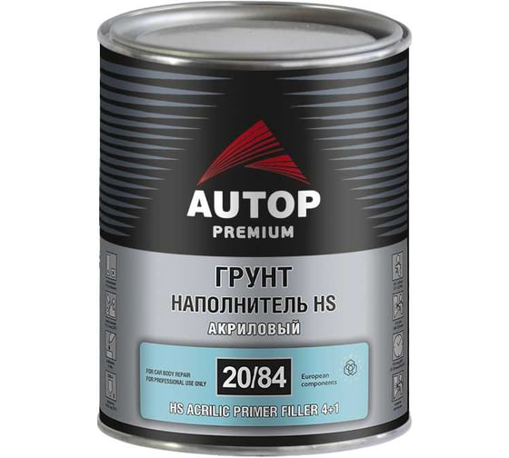 Изображение товара Комплект AUTOP Professional AUTOP Premium 20/84 - 2K Грунт наполнитель HS акриловый 4+1+отв.-черный-банка, 1,0л+0,25л. ATP-PR20/84-1/P2-C