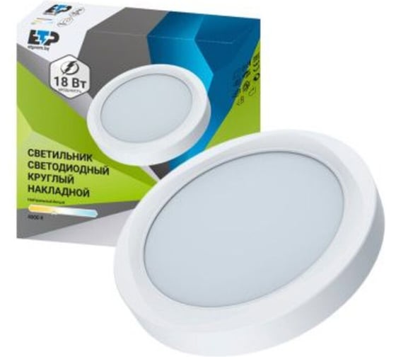 Изображение товара Светодиодная панель накладная ЕТР 18W, 4000K, круг 35669